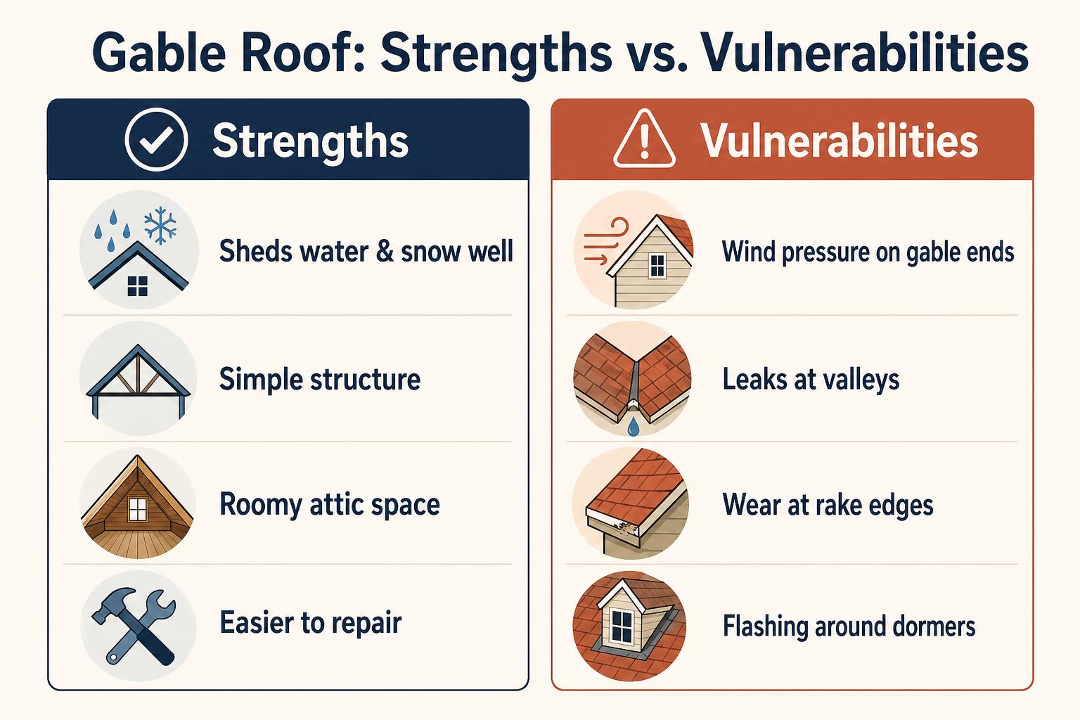 Gable roof strengths and vulnerabilities