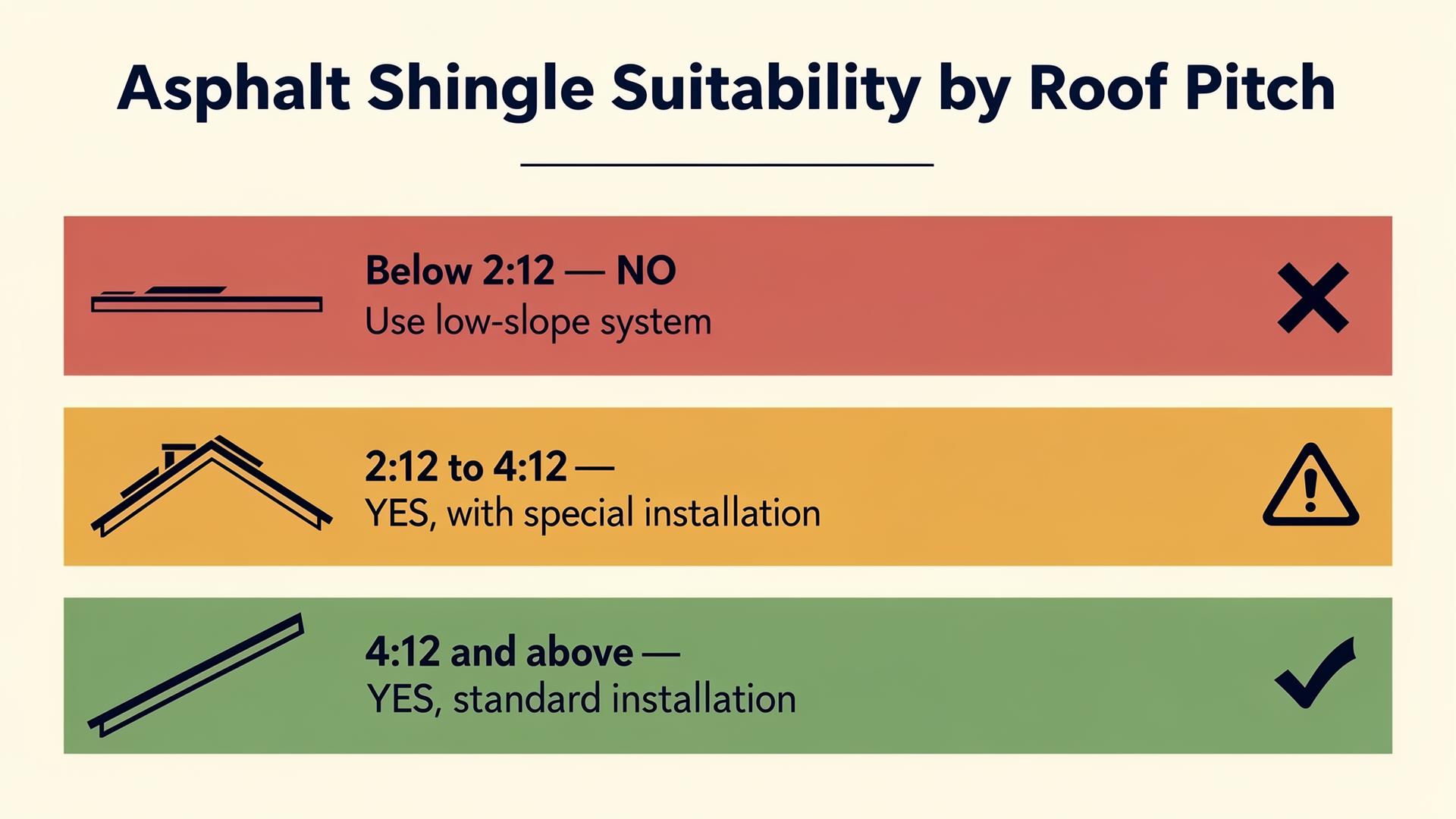 Roof pitch suitability chart