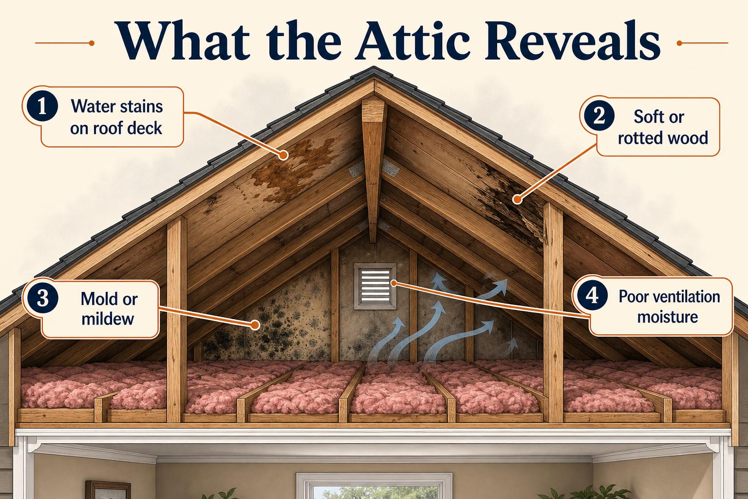Attic warning signs that can indicate roof problems