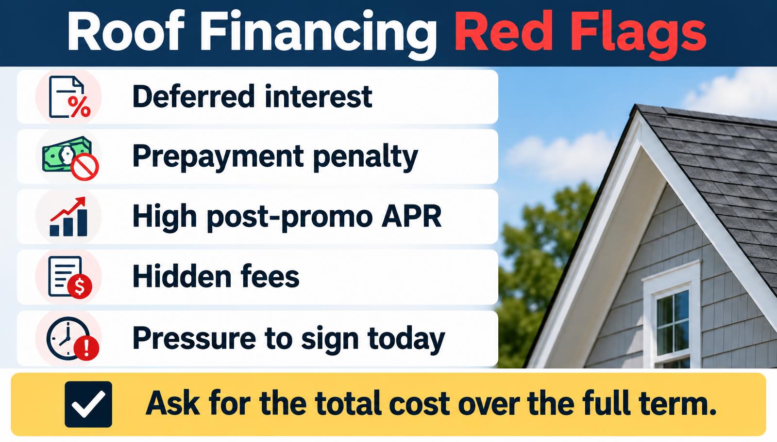 Roof financing red flags checklist for homeowners