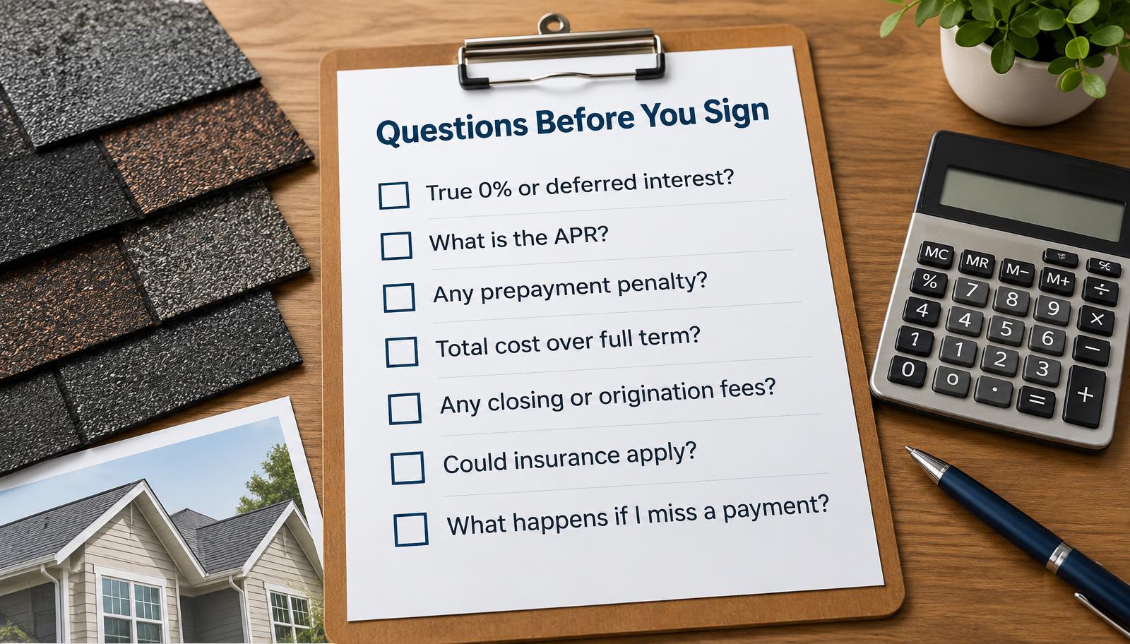 Questions to ask before signing a roof financing agreement